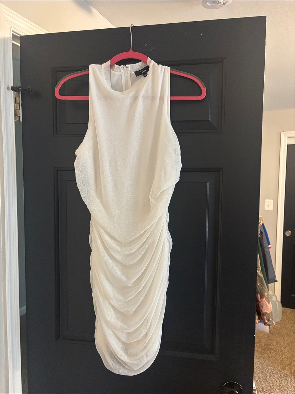 Lulus White Sleeveless Ruched Cocktail Dress
